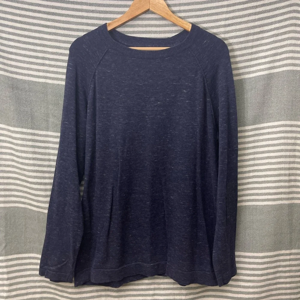 Porter + Ash Men’s Navy Cotton Marled Crewneck Sweater Size‎ Large